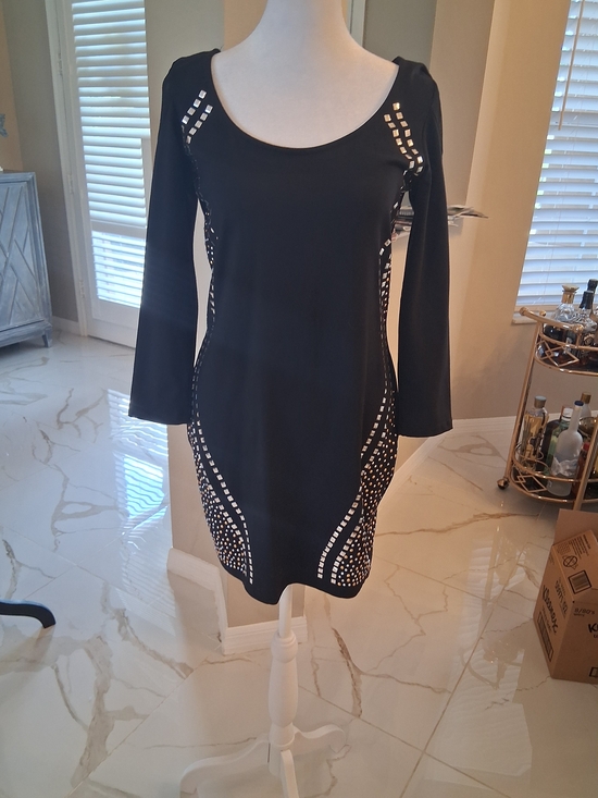 bebe Dresses & Skirts - bebe Black Studded Scoop Neck Mini Dress